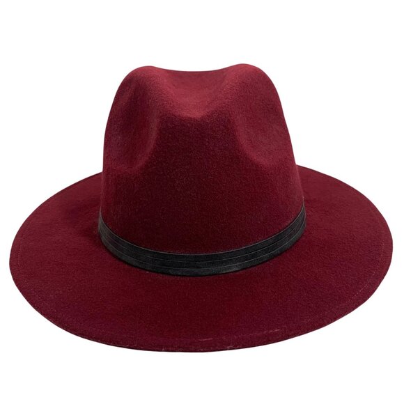 Summer Rose Burgundy Fedora Western Hat w/ Leather Band Adjustable EUC - Picture 1 of 8